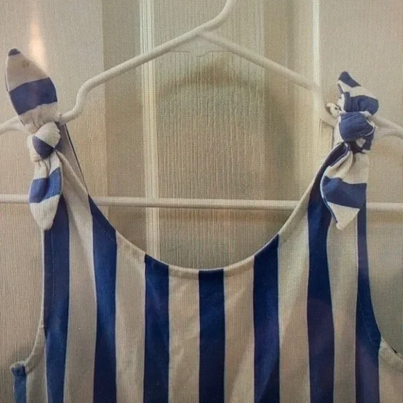 Blue and White Striped Kids Casual Dress